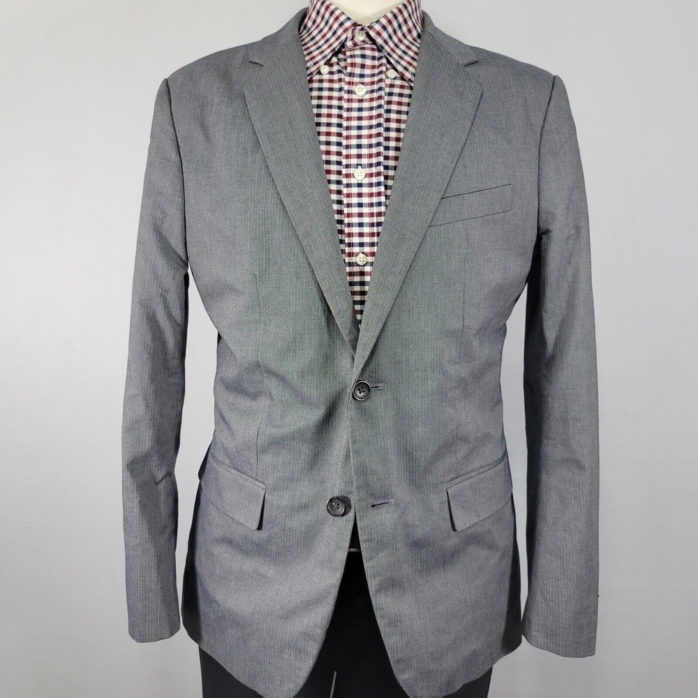 Banana Republic Men's Sport Coat Blazer Gray Herringbone Tailored Slim 42R